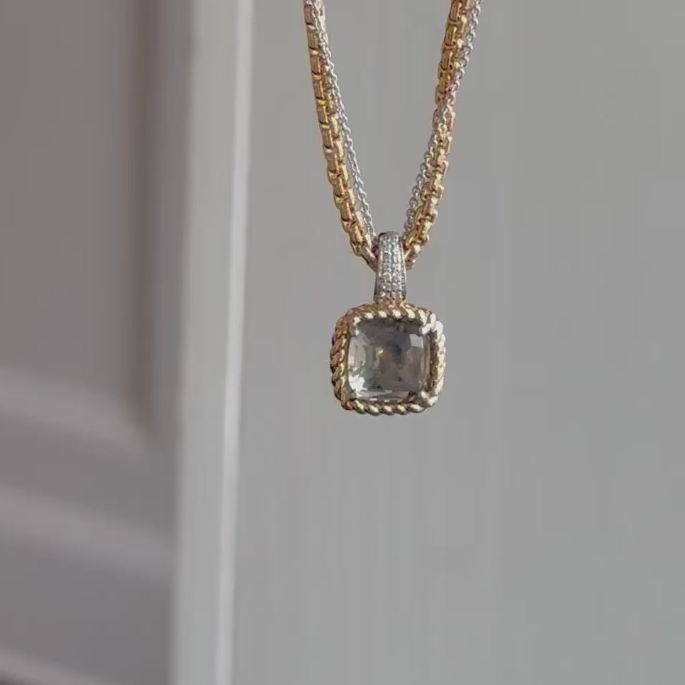 Grey CZ Solitaire Necklace