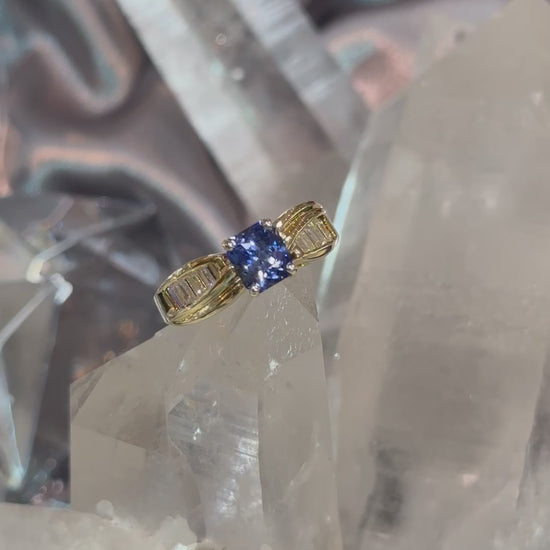 Load and play video in Gallery viewer, Radiant Sapphire and Baguette Ring
