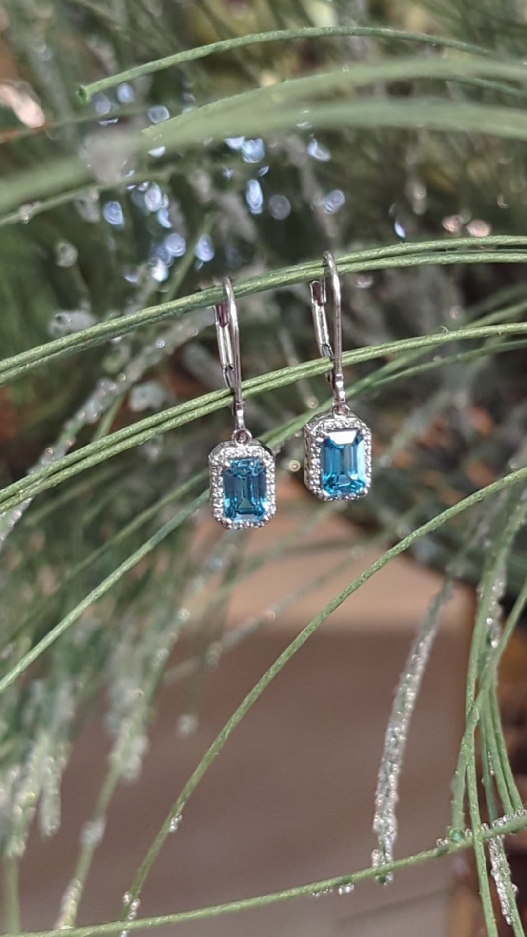Blue Zircon Dangle Earrings