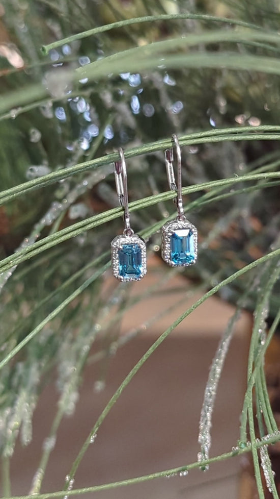 Blue Zircon Dangle Earrings