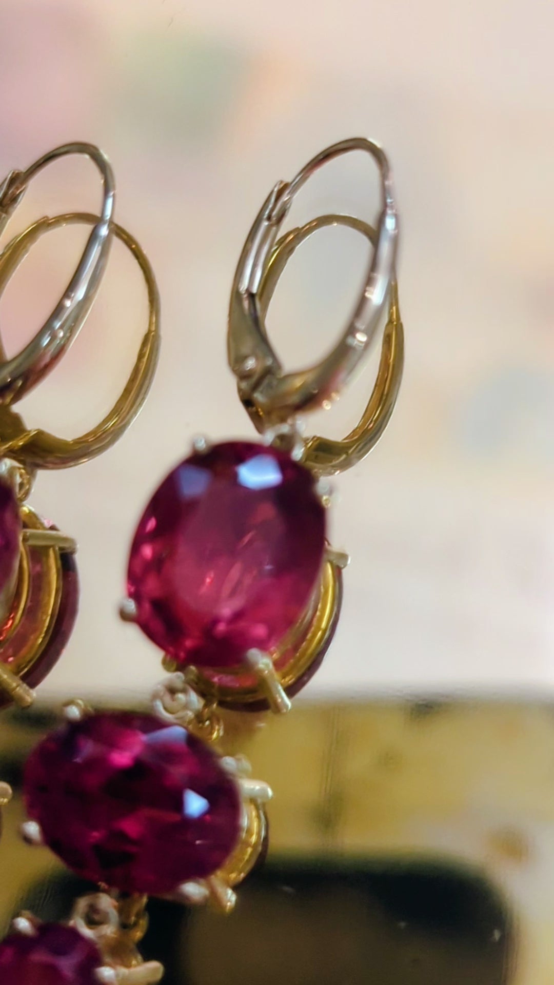 Load and play video in Gallery viewer, Pink tourmaline dangle earrings
