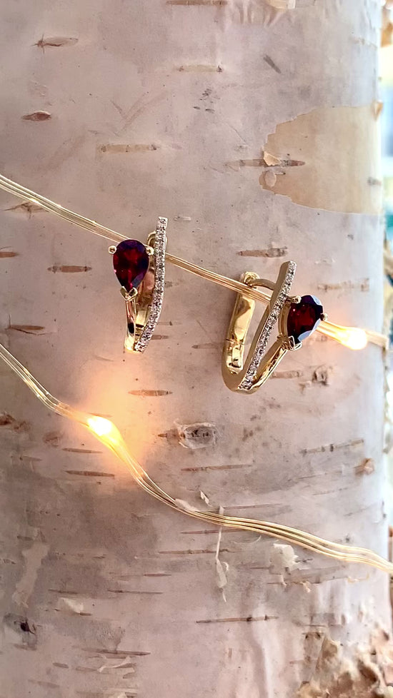 Red Garnet Swoop Hoops