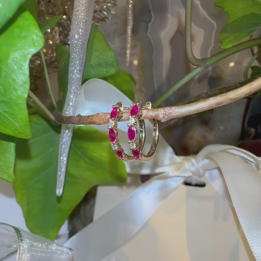 Load and play video in Gallery viewer, Ruby and Diamond Hoops
