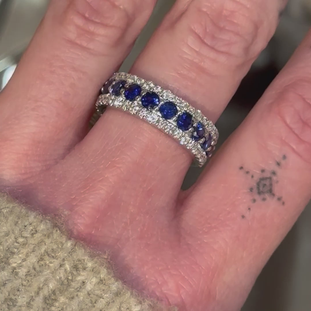 Load and play video in Gallery viewer, Zeghani Blue Sapphire and Diamond Ring
