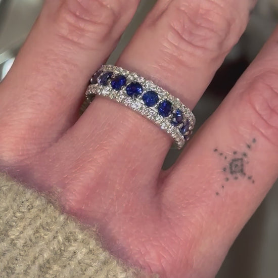 Load and play video in Gallery viewer, Zeghani Blue Sapphire and Diamond Ring
