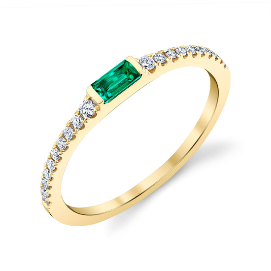 Emerald baguette stackable ring