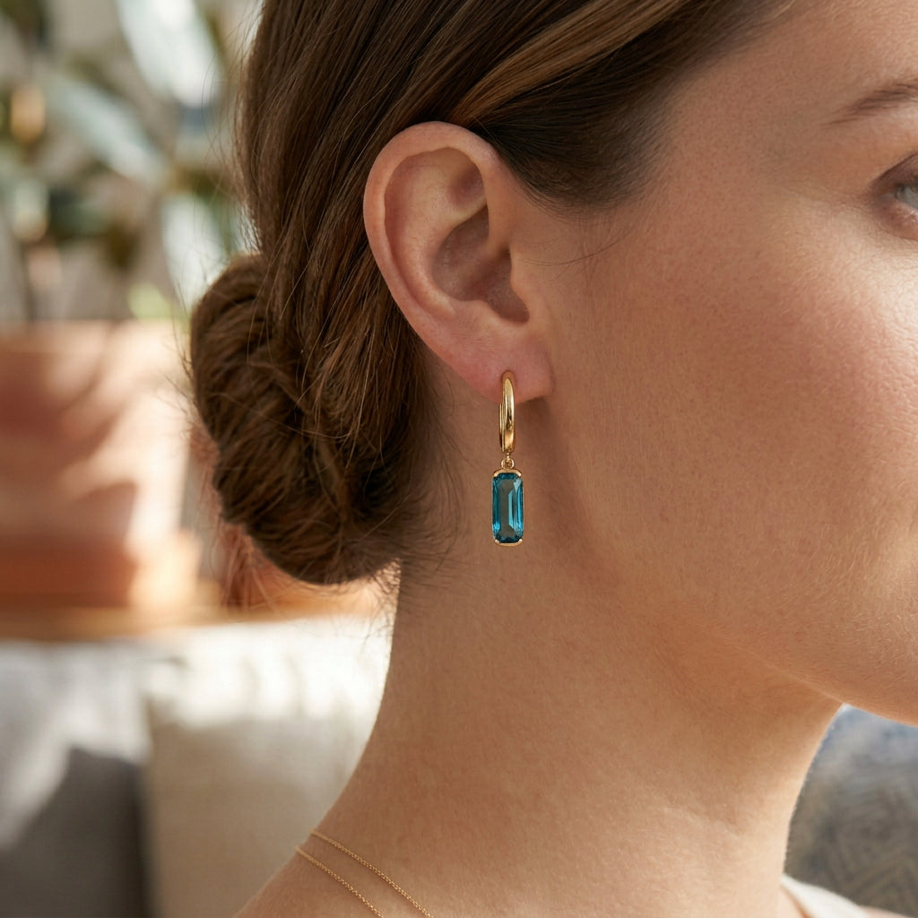 London Blue Topaz Cushion Drop Earring
