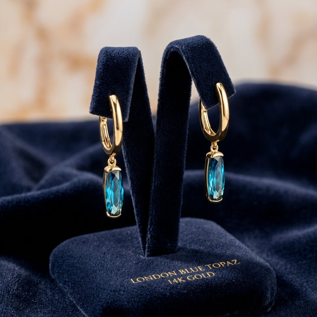London Blue Topaz Cushion Drop Earring
