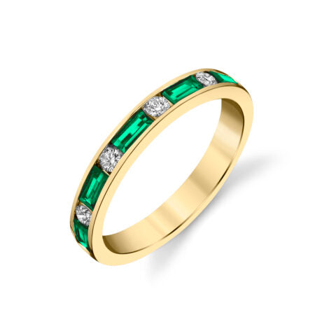 Baguette Gemstone and Diamond Band