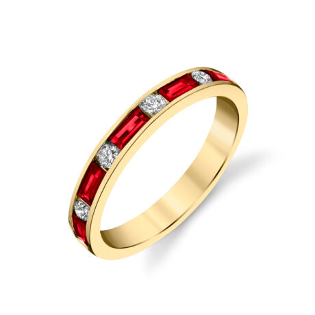 Baguette Gemstone and Diamond Band