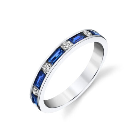 Baguette Gemstone and Diamond Band