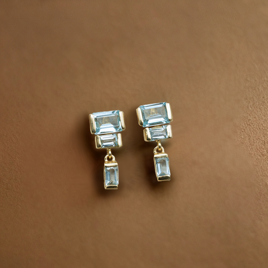 Blue Topaz Deco Earring