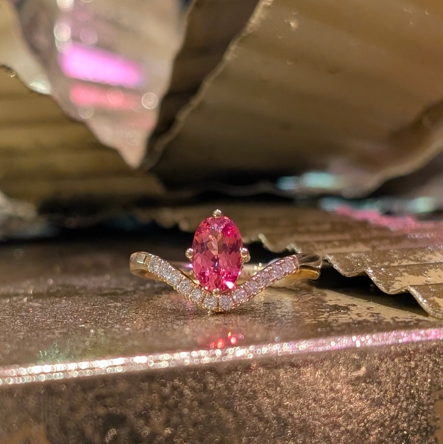 Pink Spinel Side-by Ring