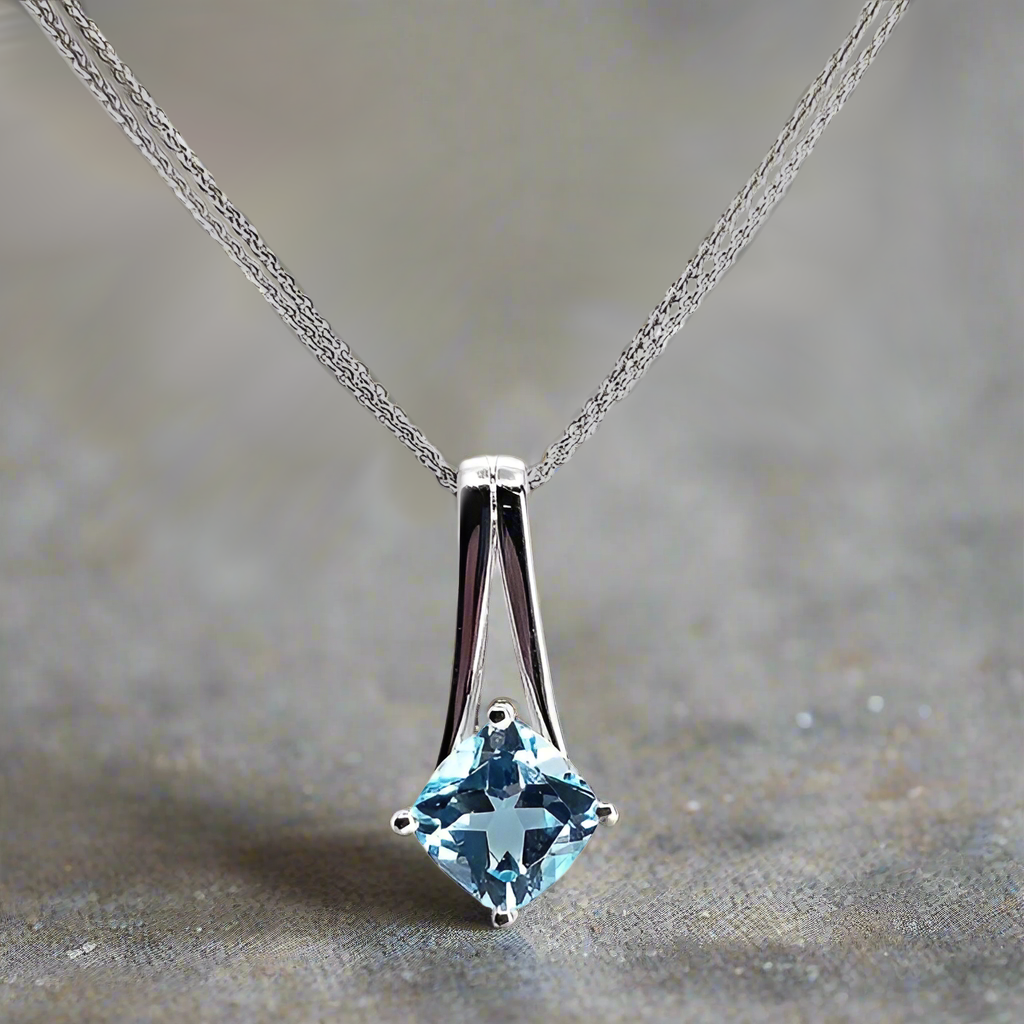 Modern Blue Topaz Pendant