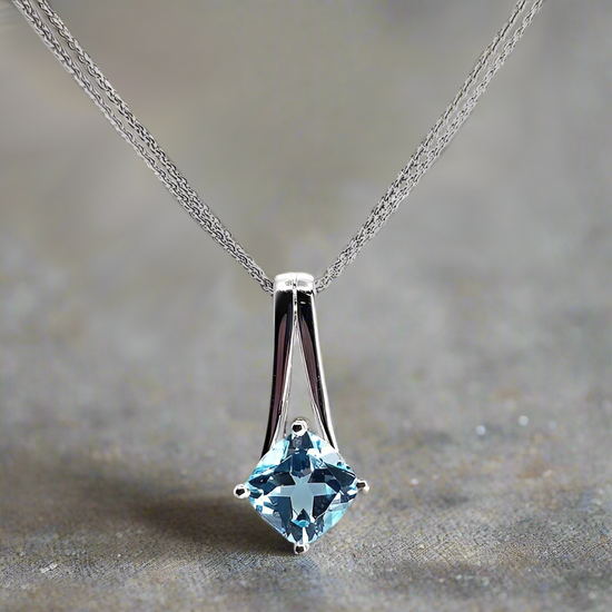 Modern Blue Topaz Pendant