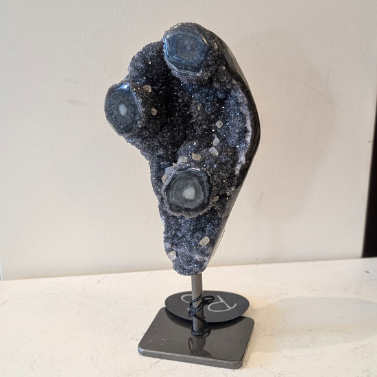 Charcoal Druzy with Calcite Inclusions