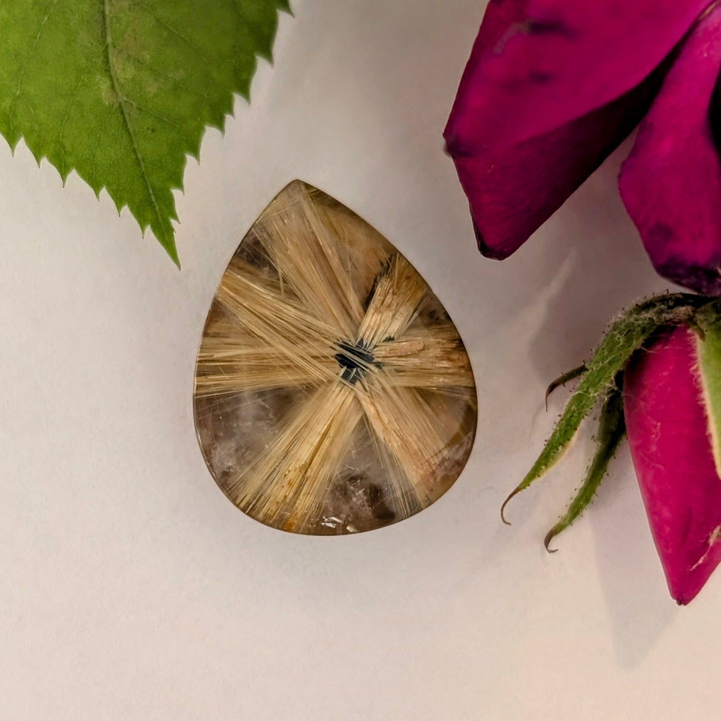Rutile Quartz Pear Cabachon