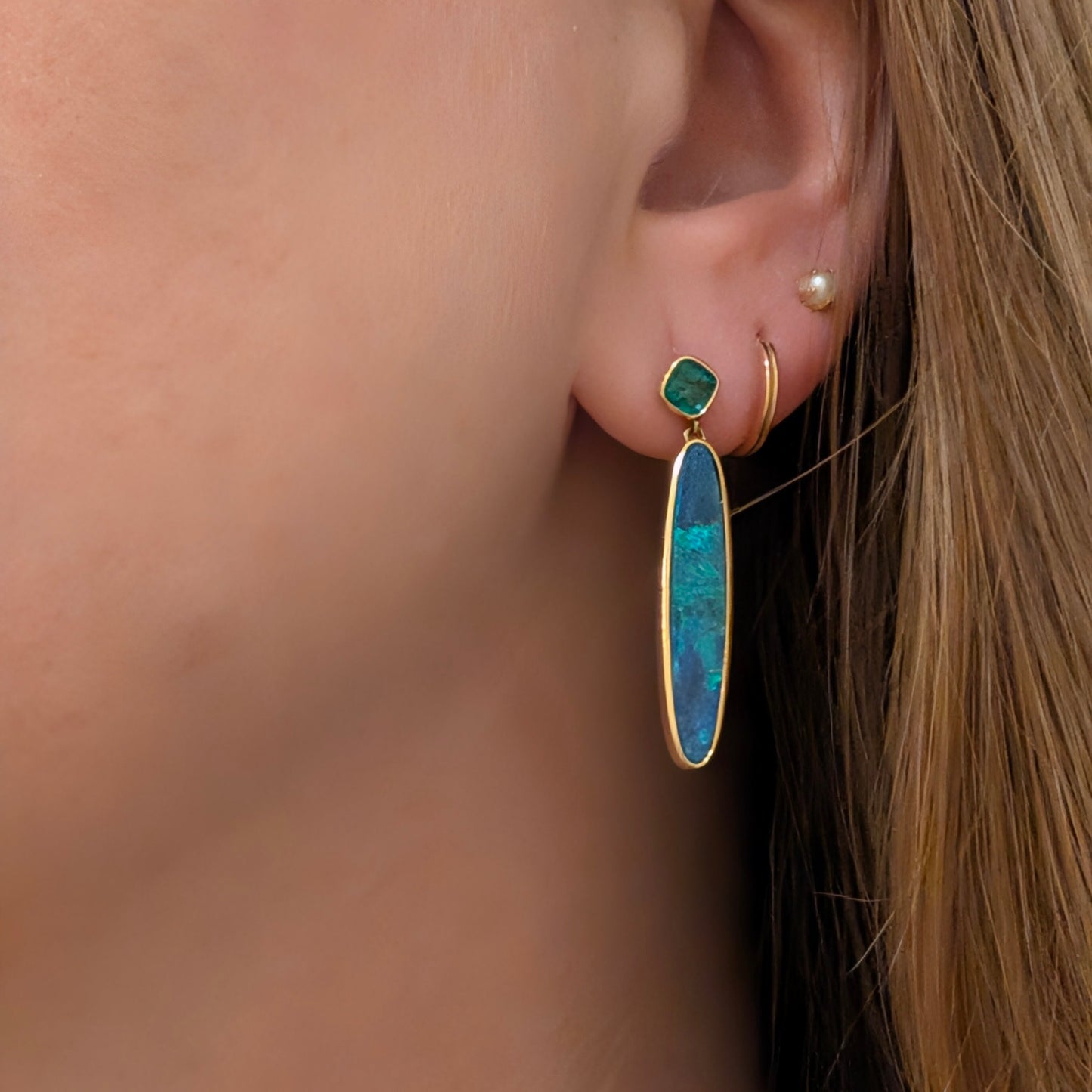 Opal and Emerald Dangles