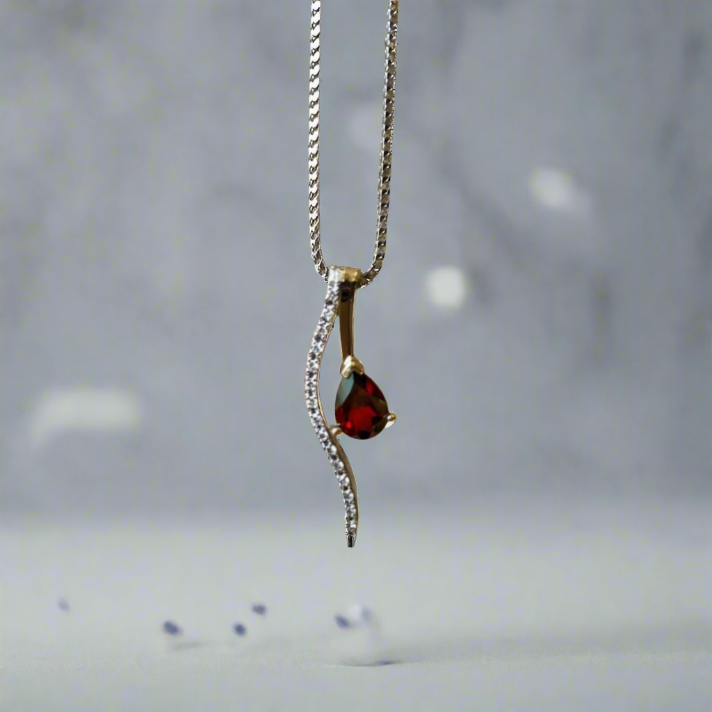 Red Garnet Swoop Pendant
