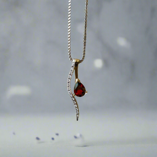 Red Garnet Swoop Pendant