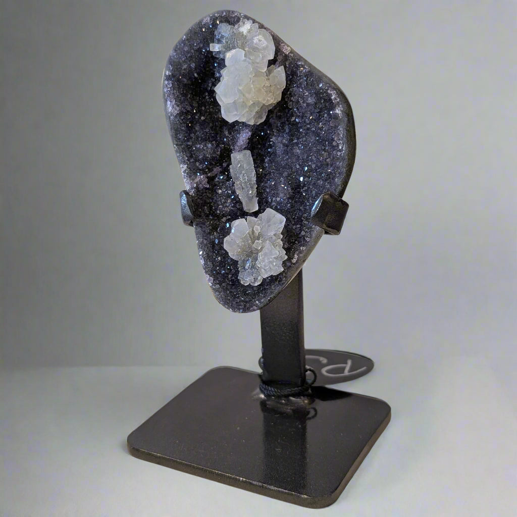 Charcoal Druzy with Calcite Inclusions