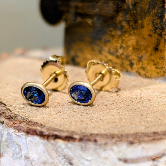 Oval Sapphire Bezel Studs