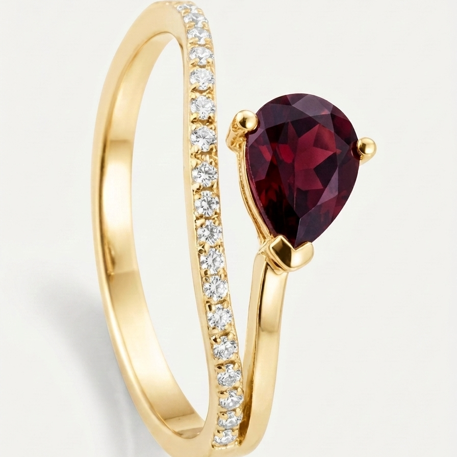 Garnet Swoop Ring