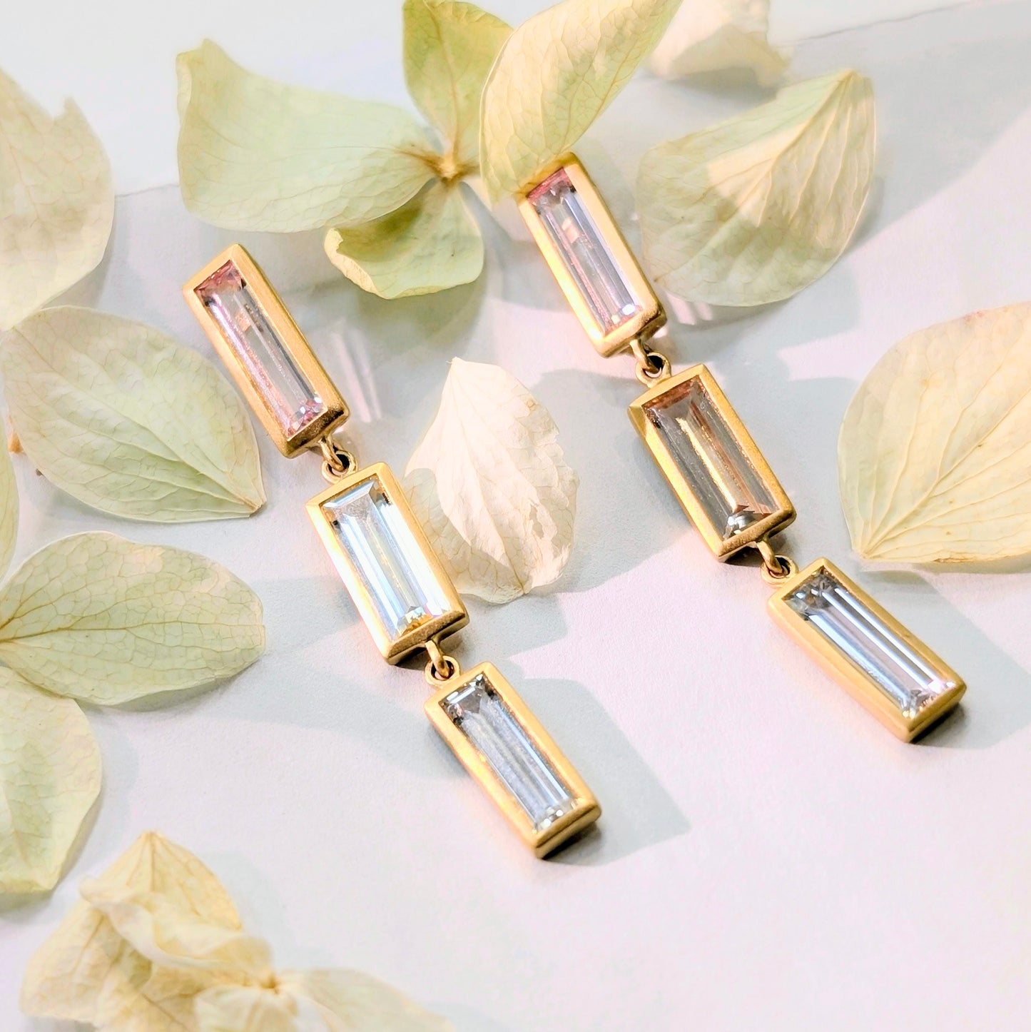 White Sapphire Line Earrings