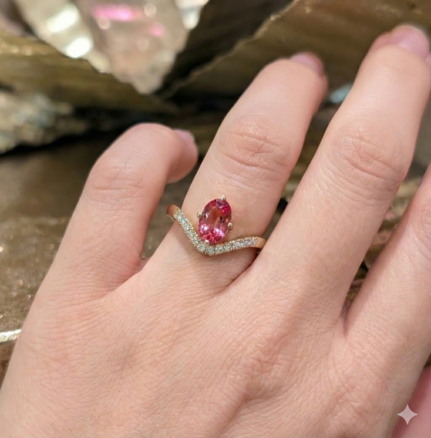 Pink Spinel Side-by Ring