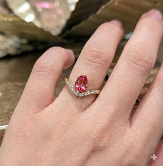 Pink Spinel Side-by Ring