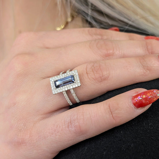 Grey Spinel Halo Split Shank Ring