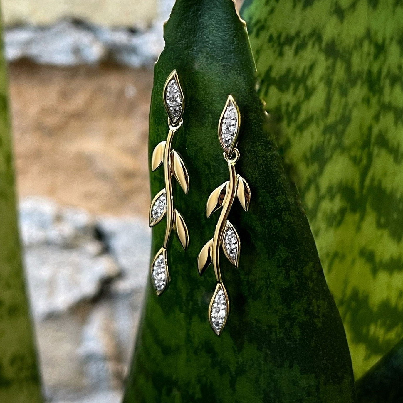 White Sapphire Vine Earrings