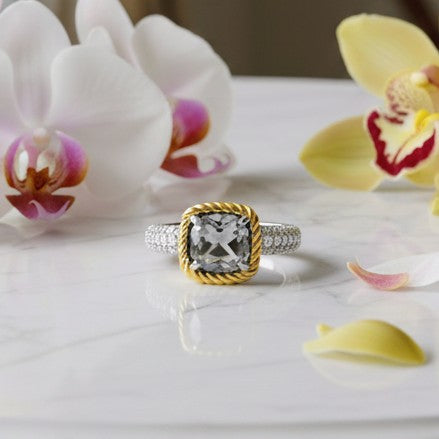 Grey CZ Cushion Ring