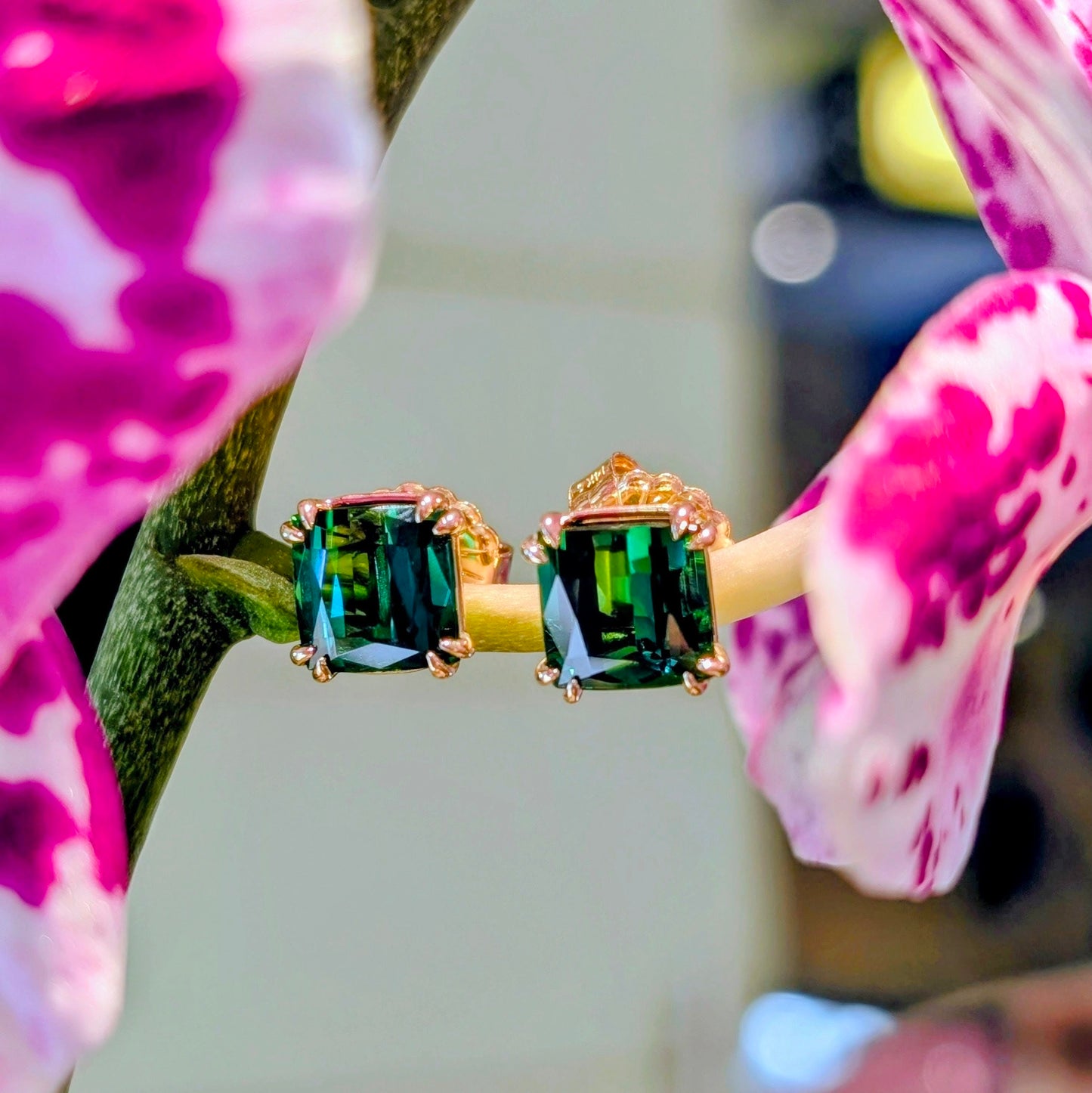 Cushion Tourmaline Studs