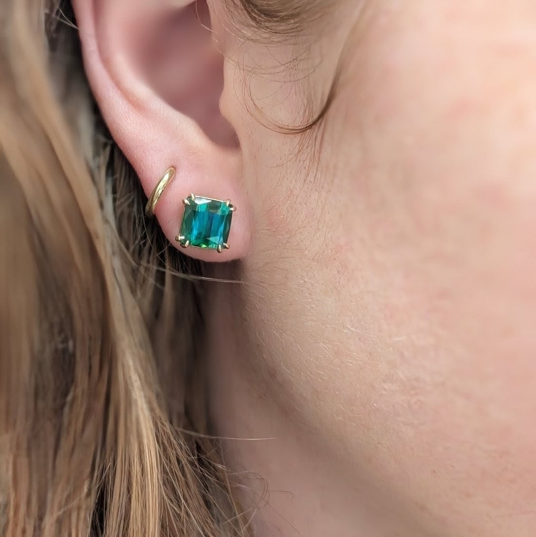 Cushion Tourmaline Studs