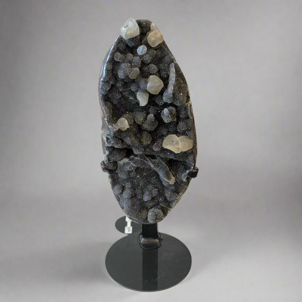 Charcoal Druzy with Calcite Inclusions