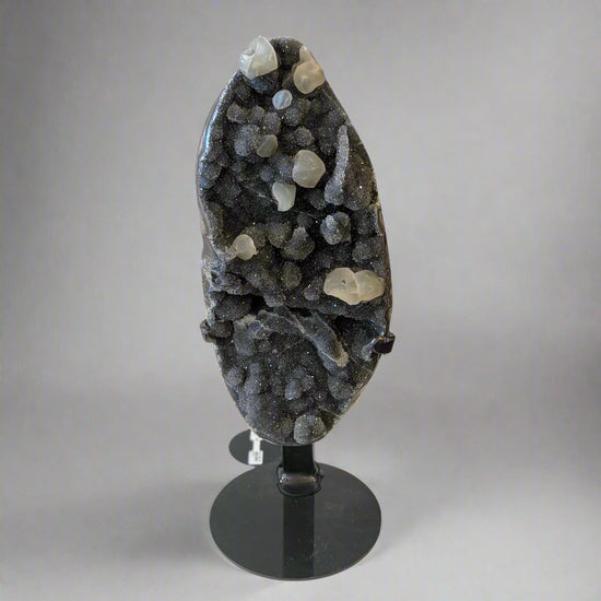 Charcoal Druzy with Calcite Inclusions