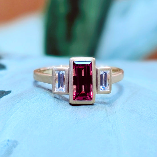 Orange Sapphire Three-stone Ring