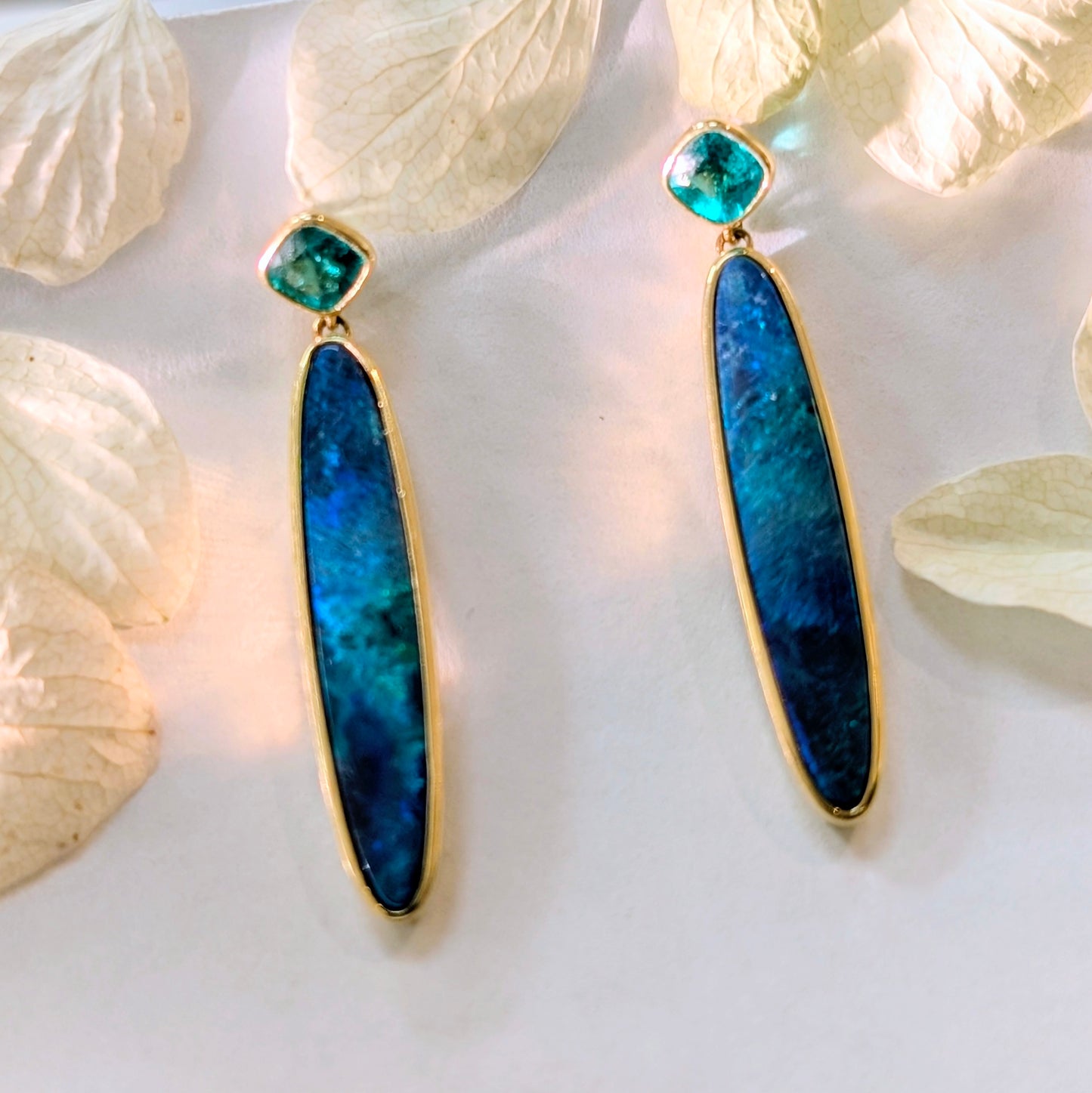Opal and Emerald Dangles