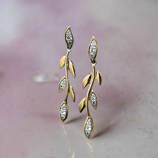 White Sapphire Vine Earrings
