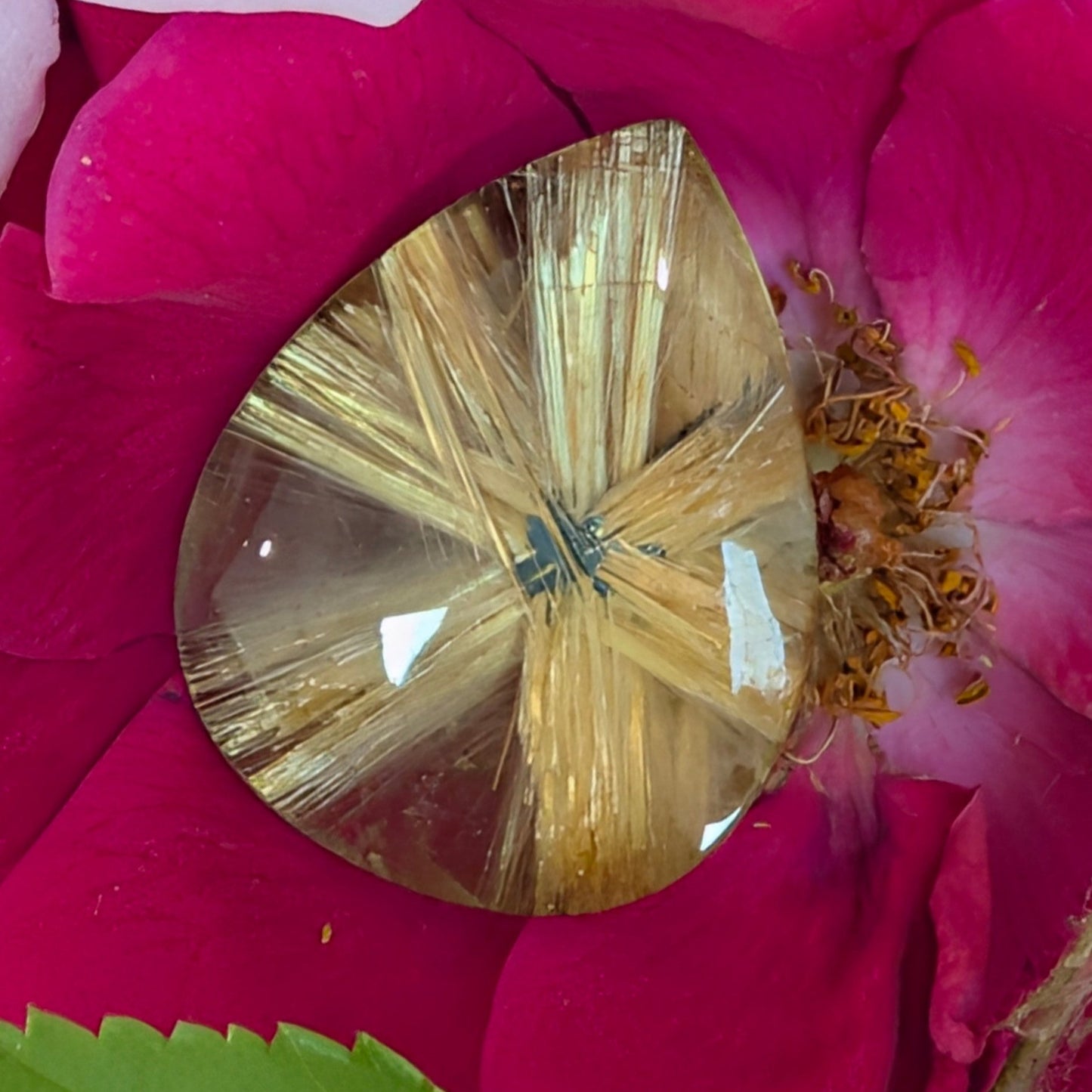Rutile Quartz Pear Cabachon