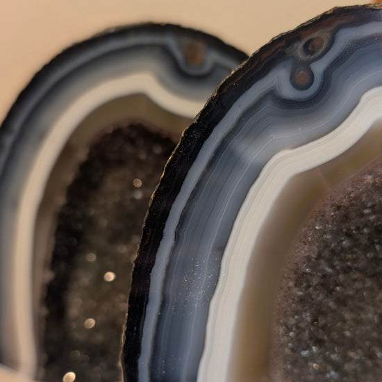 Druzy Banded Arch Geode Pair