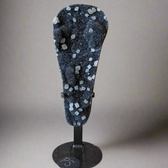 Charcoal Druzy with Calcite Inclusions