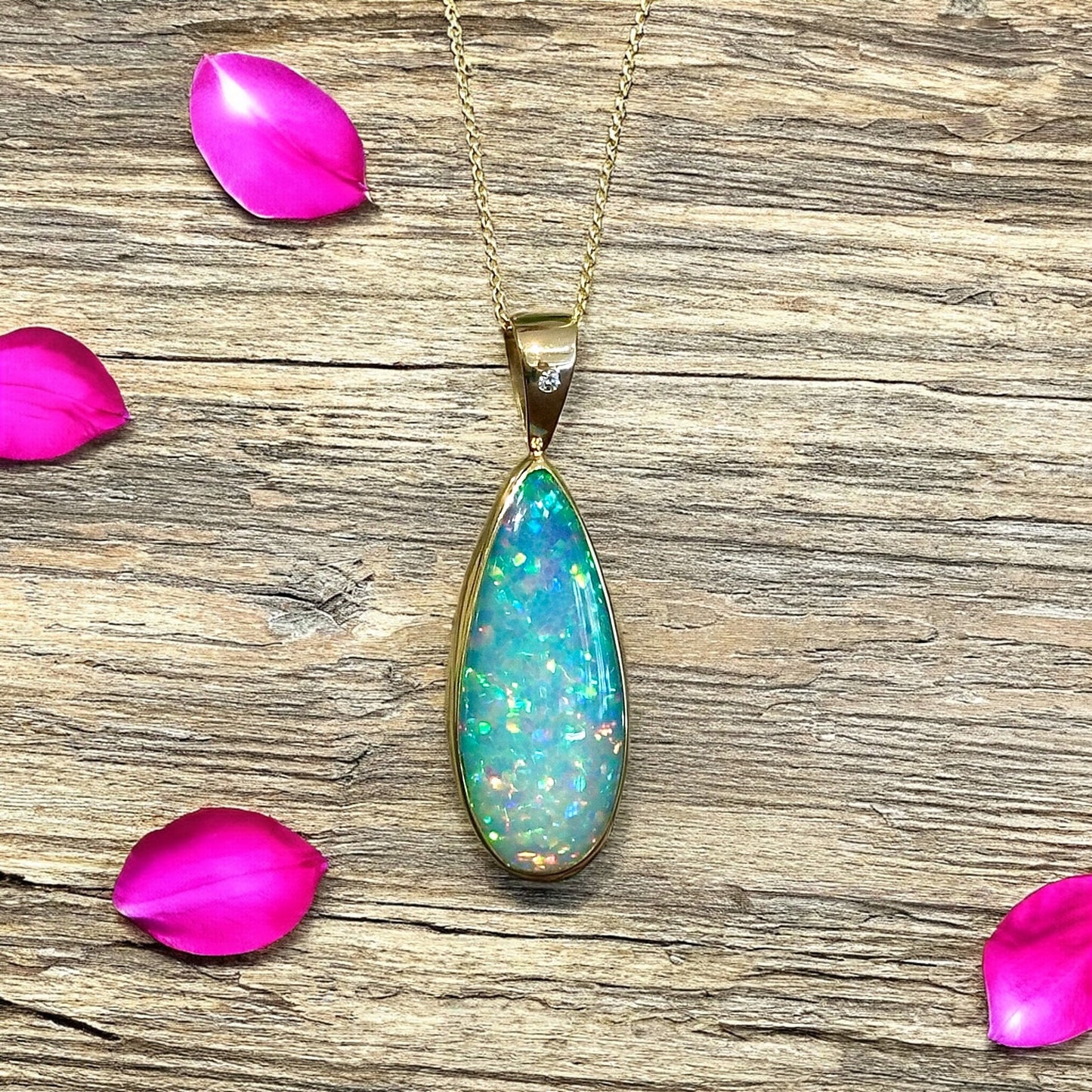 Long Opal Drop Pendant
