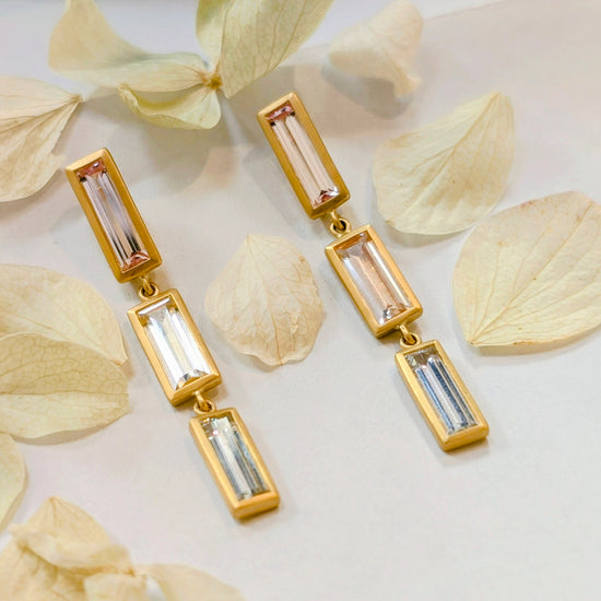 White Sapphire Line Earrings