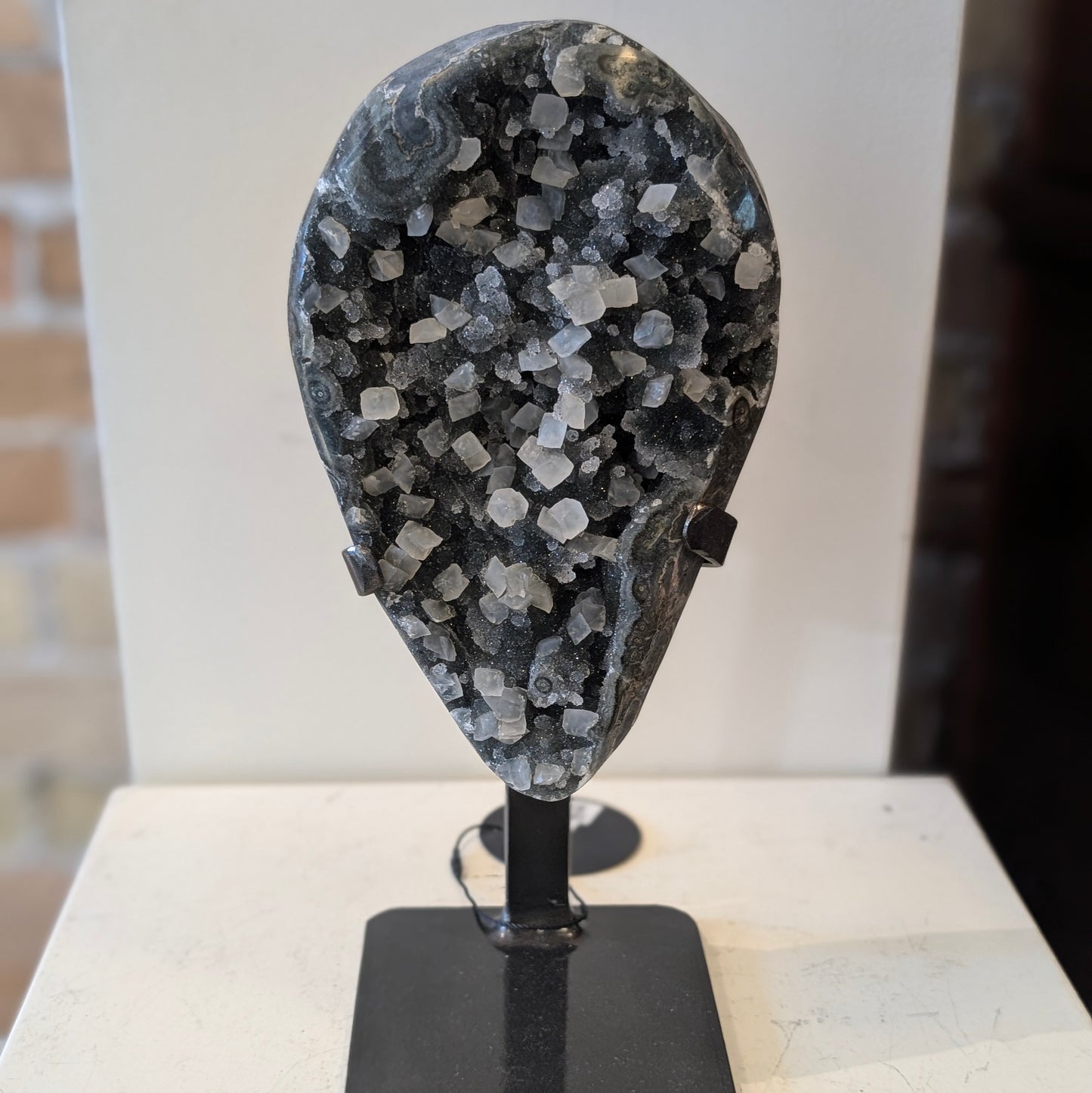 Charcoal Druzy with Calcite Inclusions