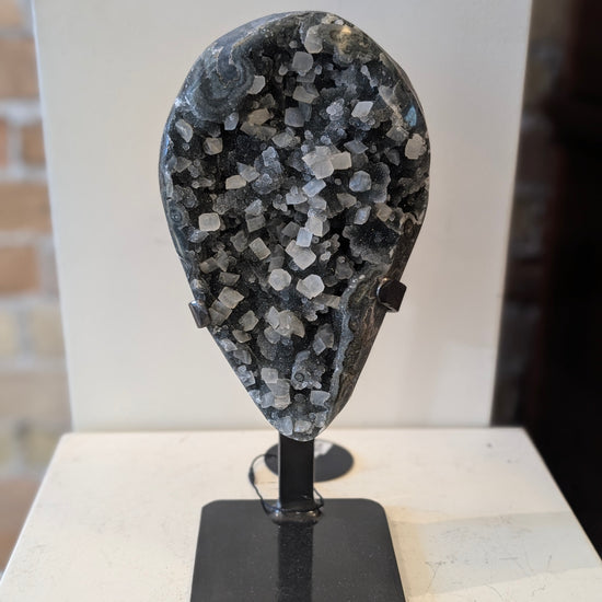 Charcoal Druzy with Calcite Inclusions