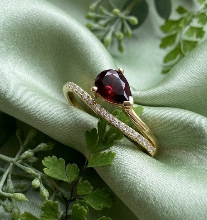 Garnet Swoop Ring