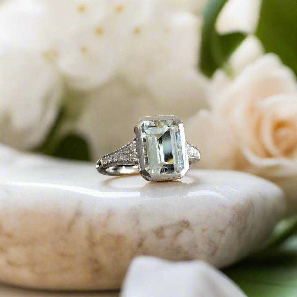 Emerald-Cut Aquamarine Ring