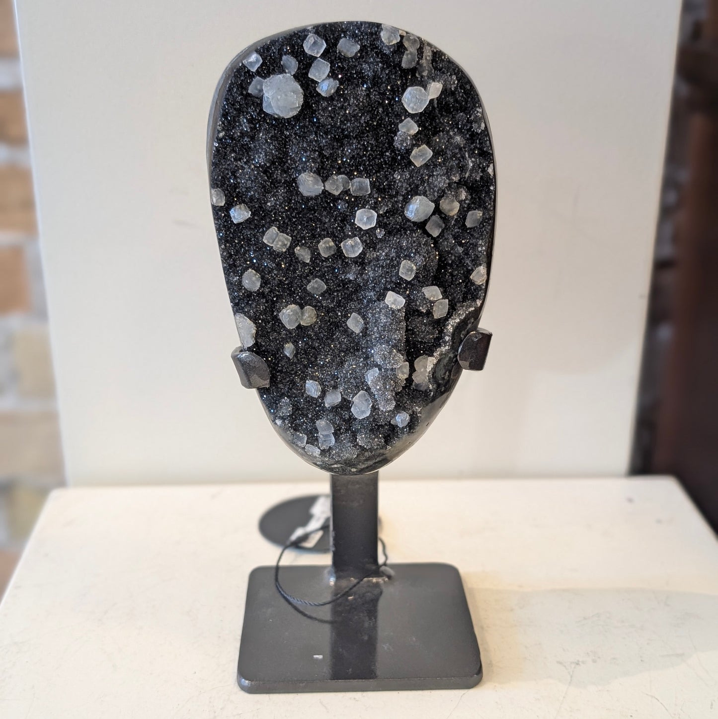 Charcoal Druzy with Calcite Inclusions